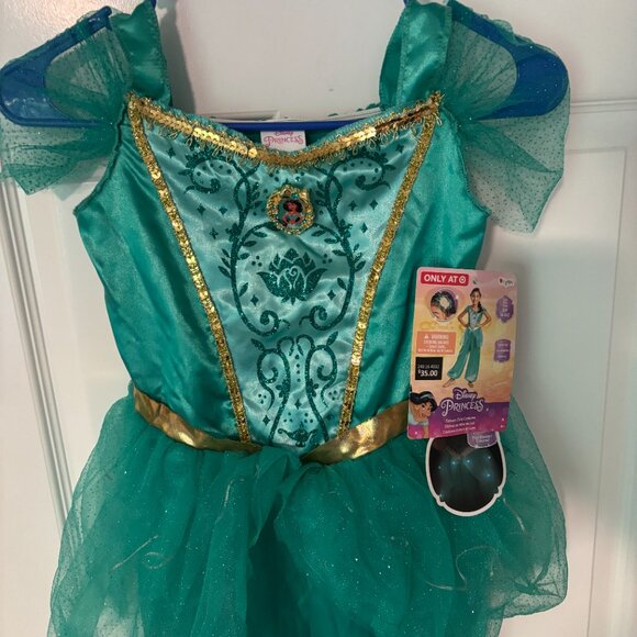 NWT Disney Princess Jasmine Deluxe Light-Up Costume Teal/Gold – Girls 4-6X - Picture 3 of 7